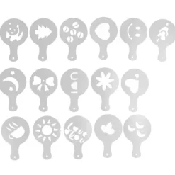 Mat- & Dryckesschabloner-16 ST Kaffeschabloner Multipurpose tårtdekorationsschabloner för DIY Kaffekaka Fondant Choklad Cappuccino