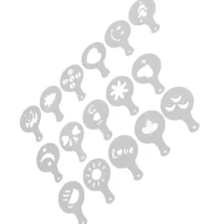 Mat- & Dryckesschabloner-16 ST Kaffeschabloner Multipurpose tårtdekorationsschabloner för DIY Kaffekaka Fondant Choklad Cappuccino