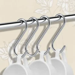 4 st kraftiga S-formade rostfria krok för badrum, kök, kläder, hattar