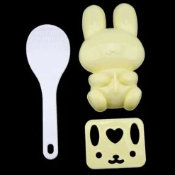 3 st livsmedelsgodkänd PP tecknad kaninmodell sushirisform gör-det-själv-hantverk onigiri-verktyg (gul)