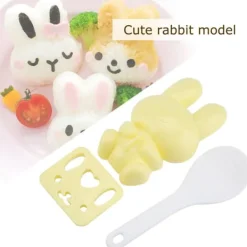 3 st livsmedelsgodkänd PP tecknad kaninmodell sushirisform gör-det-själv-hantverk onigiri-verktyg (gul)
