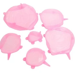 6 st. matförslutningslock expanderbart återanvändbart grönsaks- och fruktförslutningslock för köksbruk rosa