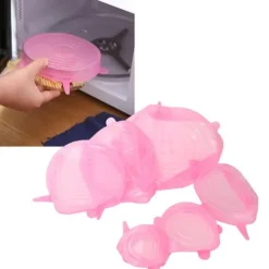 6 st. matförslutningslock expanderbart återanvändbart grönsaks- och fruktförslutningslock för köksbruk rosa