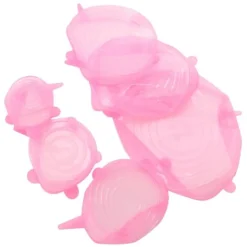 6 st. matförslutningslock expanderbart återanvändbart grönsaks- och fruktförslutningslock för köksbruk rosa