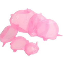 6 st. matförslutningslock expanderbart återanvändbart grönsaks- och fruktförslutningslock för köksbruk rosa