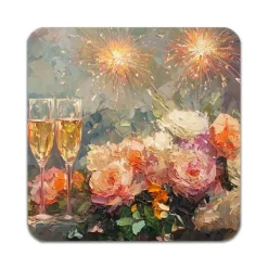 Glasunderlägg-4 ST Nytt År Underlägg