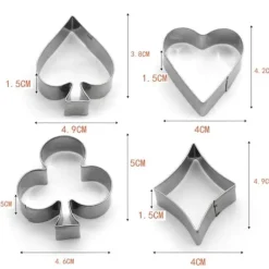 Kakformar-4 st Pepparkaksform Kakform motiv poker kortlek i rostfritt stål