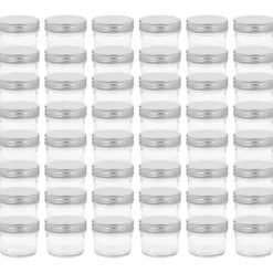 48 st pots med lock i silverfärgad glas 110 ml