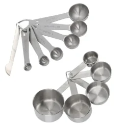 12 st rostfria måttkoppar skedar set köksverktyg för matlagning och bakning