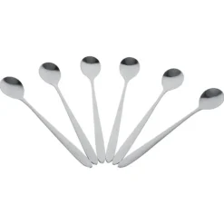 6 st rostfritt stål snygg långt handtag latte glass sundae kaffe soppsked teskedar nya