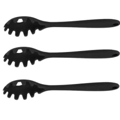 Hålslevar-3 st silikon spagetti sked allt i 1 livsmedelsklass värmebeständig silikon spaghetti nudlar sked gaffel köksredskap svart