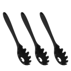 Hålslevar-3 st silikon spagetti sked allt i 1 livsmedelsklass värmebeständig silikon spaghetti nudlar sked gaffel köksredskap svart