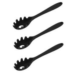 Hålslevar-3 st silikon spagetti sked allt i 1 livsmedelsklass värmebeständig silikon spaghetti nudlar sked gaffel köksredskap svart