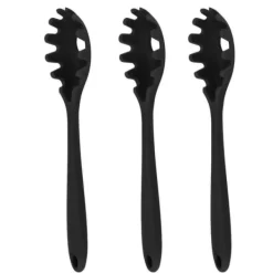 Hålslevar-3 st silikon spagetti sked allt i 1 livsmedelsklass värmebeständig silikon spaghetti nudlar sked gaffel köksredskap svart