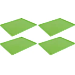 Torkugnar-4 st silikon torkmattor livsmedelskvalitet hög temperaturbeständighet förhindrar klibbning frukttorkbrickor med kant grön