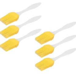 6 st silikonoljeborste livsmedelskvalitet värmebeständig gul köksredskap grill bakborste
