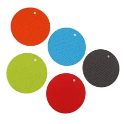 5 st silikonunderläggsmattor, runda, halkfria, värmebeständiga, multifunktionella Hot Pads Grythållare för köksbänk Hot Pots Pansar Diskar