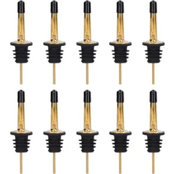 Flaskstopp & Flaskförslutare-10 st spritpanna i rostfritt stål för vinpanna, barverktyg för bar, hemrestauranger (guld, svart, kort lock)