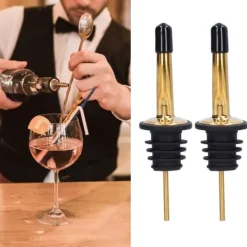 Flaskstopp & Flaskförslutare-10 st spritpanna i rostfritt stål för vinpanna, barverktyg för bar, hemrestauranger (guld, svart, kort lock)