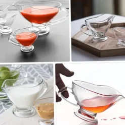 Såsbehållare-2 st Såsbehållare Sallad Gräddkanna Minisås Båt Såssås Båtkanna Stek Sås Matglas, 12,5X9X6CM, Transparent