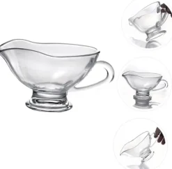 Såsbehållare-2 st Såsbehållare Sallad Gräddkanna Minisås Båt Såssås Båtkanna Stek Sås Matglas, 12,5X9X6CM, Transparent