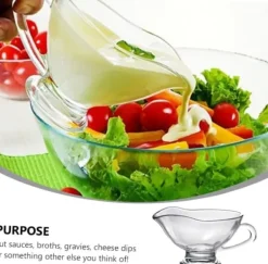 Såsbehållare-2 st Såsbehållare Sallad Gräddkanna Minisås Båt Såssås Båtkanna Stek Sås Matglas, 12,5X9X6CM, Transparent