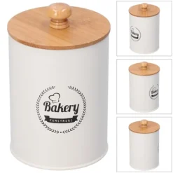 Förvaringsburkar-3 st tebehållare bambulock burk te kaffe förvaringsbehållare för hemkök vit