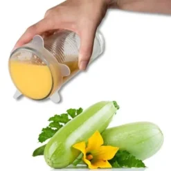 Skållock-6 st Återanvändbara Lufttäta Stretchable Silikon Matskål Lock för Food-Clear