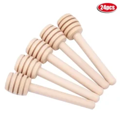 Stekpipett-24 st trä honungsdroppspinnar serveringsstav sylt sirap drizzler omrörningsstav köksredskap (8 cm)