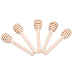 Stekpipett-24 st trä honungsdroppspinnar serveringsstav sylt sirap drizzler omrörningsstav köksredskap (8 cm)