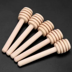 Stekpipett-24 st trä honungsdroppspinnar serveringsstav sylt sirap drizzler omrörningsstav köksredskap (8 cm)