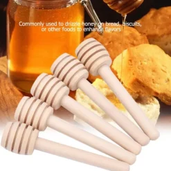 Stekpipett-24 st trä honungsdroppspinnar serveringsstav sylt sirap drizzler omrörningsstav köksredskap (8 cm)