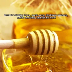 Stekpipett-24 st trä honungsdroppspinnar serveringsstav sylt sirap drizzler omrörningsstav köksredskap (8 cm)