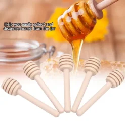 Stekpipett-24 st trä honungsdroppspinnar serveringsstav sylt sirap drizzler omrörningsstav köksredskap (8 cm)