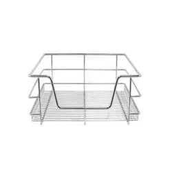 2 st Utdragbara Trådkorgar i Rostfritt Stål - 40 cm (B) med Mjuk Stängning För Skåp och Skafferier Kökslådor Förvaring 430 mm D x 297 mm B x 140 mm H | CDON