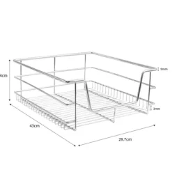 2 st Utdragbara Trådkorgar i Rostfritt Stål - 40 cm (B) med Mjuk Stängning För Skåp och Skafferier Kökslådor Förvaring 430 mm D x 297 mm B x 140 mm H | CDON