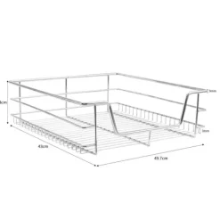 3 st Utdragbara Trådkorgar i Rostfritt Stål - 60 cm (B) med Mjuk Stängning För Skåp och Skafferier Kökslådor Förvaring 430 mm D x 497 mm B x 140 mm H | CDON