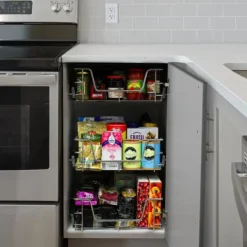 3 st Utdragbara Trådkorgar i Rostfritt Stål - 60 cm (B) med Mjuk Stängning För Skåp och Skafferier Kökslådor Förvaring 430 mm D x 497 mm B x 140 mm H | CDON