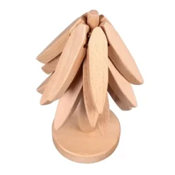 Karottunderlägg-3 st Varmrätter Träunderlägg Trädformad designunderlägg Värmebeständig underlägg i bokträ