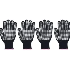 Grytlappar & Grillvantar-4 st Värmebeständiga handskar Högtemperaturbeständiga anti skållningsvantar med silikonknölar Vit silikon rosa kant