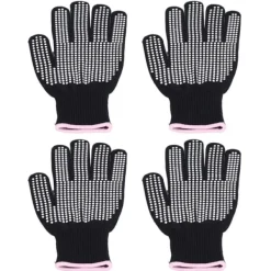 Grytlappar & Grillvantar-4 st Värmebeständiga handskar Högtemperaturbeständiga anti skållningsvantar med silikonknölar Vit silikon rosa kant