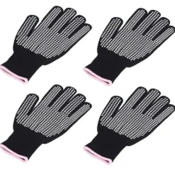 Grytlappar & Grillvantar-4 st Värmebeständiga handskar Högtemperaturbeständiga anti skållningsvantar med silikonknölar Vit silikon rosa kant