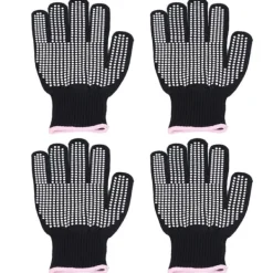 Grytlappar & Grillvantar-4 st Värmebeständiga handskar Högtemperaturbeständiga anti skållningsvantar med silikonknölar Vit silikon rosa kant