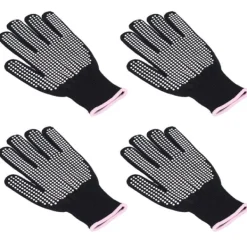 Grytlappar & Grillvantar-4 st Värmebeständiga handskar Högtemperaturbeständiga anti skållningsvantar med silikonknölar Vit silikon rosa kant