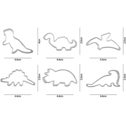 6 st/set dinosaurieform rostfritt stål kexform bakverktyg