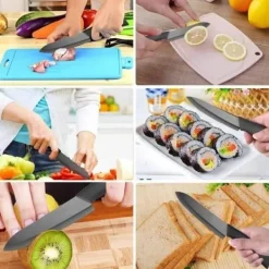 Köksknivar-5 st/set Keramisk kniv, köksknivset Kockknivar för att skära frukt grönsaker kött svart