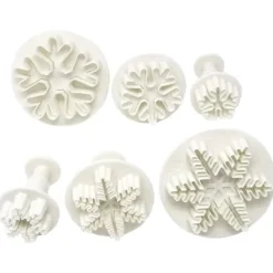 6 st/set livsmedelskvalitet plast snöflinga fondant kakplunger utskärare formar DIY präglingsverktyg för bakning