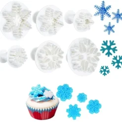 6 st/set livsmedelskvalitet plast snöflinga fondant kakplunger utskärare formar DIY präglingsverktyg för bakning
