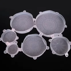 6 st/set silikon återanvändbart töjbart lock för konservering av mat och frukt, lock för skål, kökstillbehör, rosa