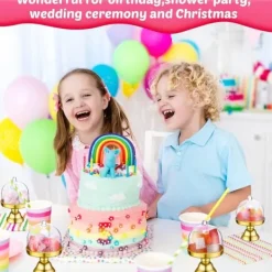 Serveringsfat & Skålar-24 stycken guldfärgade, genomskinliga mini-tårtfat i plast med kupolformade lock, dessertfat med kupolformade lock för födelsedag, bröllop, högtider, | CDON